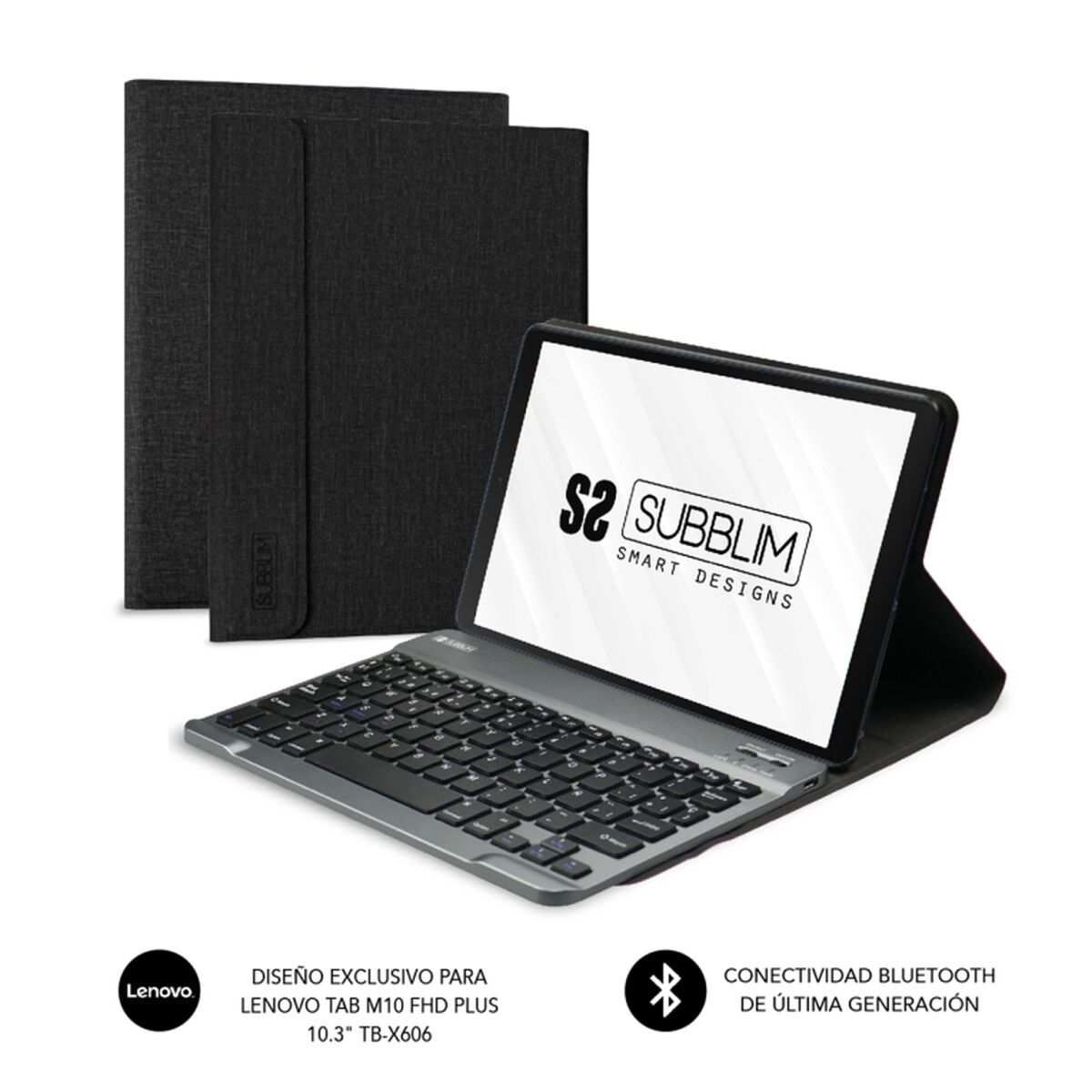 Väska till Läsplatta och Tangentbord Subblim KEYTAB PRO Svart Qwerty Spanska QWERTY