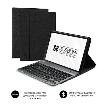 Väska till Läsplatta och Tangentbord Subblim KEYTAB PRO Svart Qwerty Spanska QWERTY