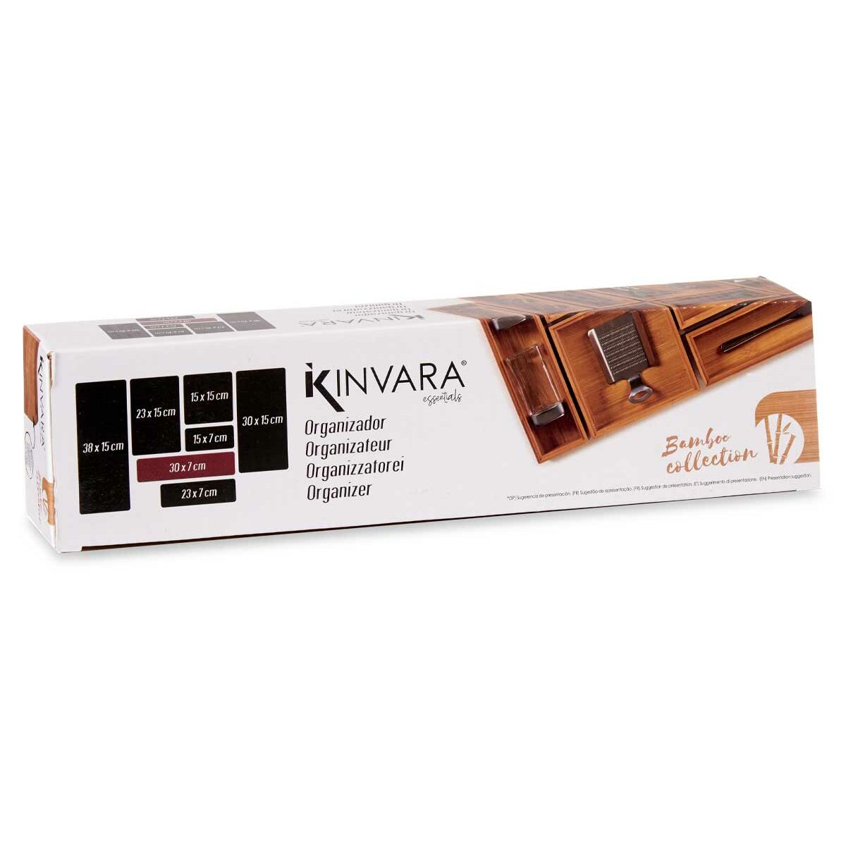Lådförvaring Brun Stapelbara 7 x 5 x 30 cm Naturell Bambu - 2