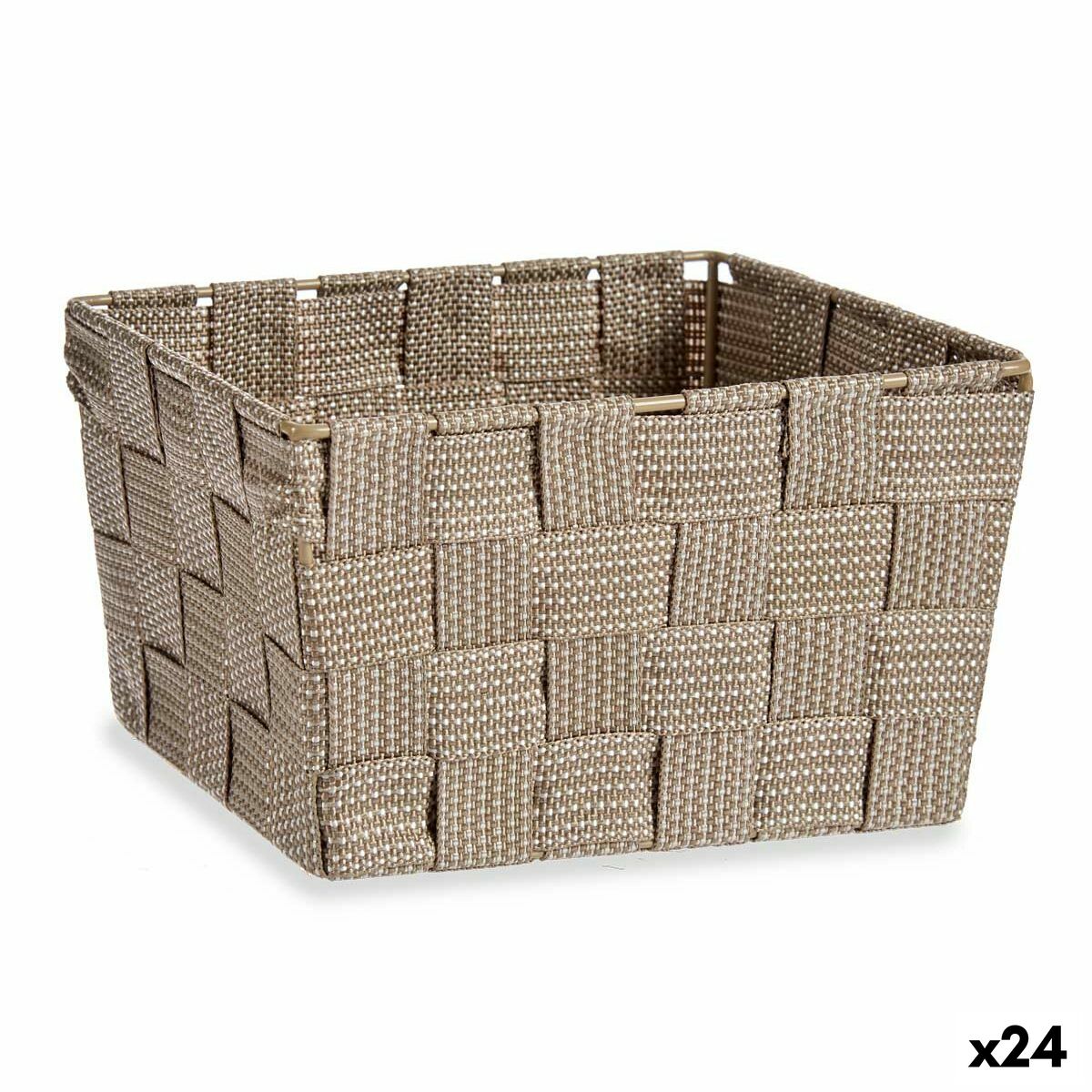 Multifunktionell korg Kipit A3-6878 Brun Tyg 15 x 11 x 20 cm Flätning (24 antal)