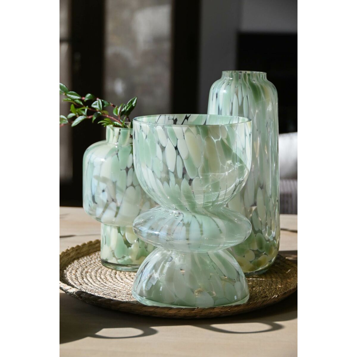 Vas Home ESPRIT Grön Kräm Glas Modern 16 x 16 x 24 cm - 2