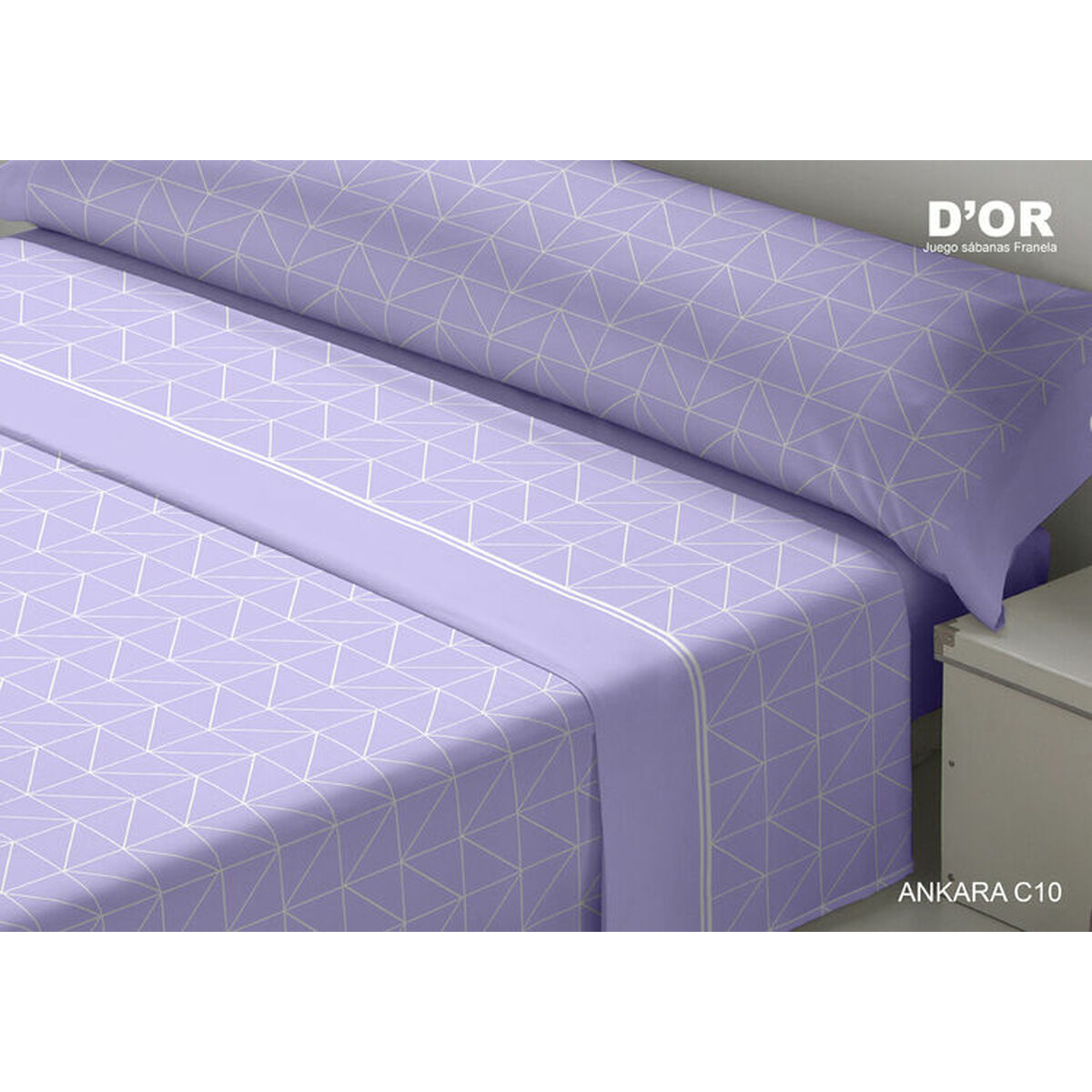 Bäddset D'Or ANKARA Malva-färg Säng 90 Franela - 2