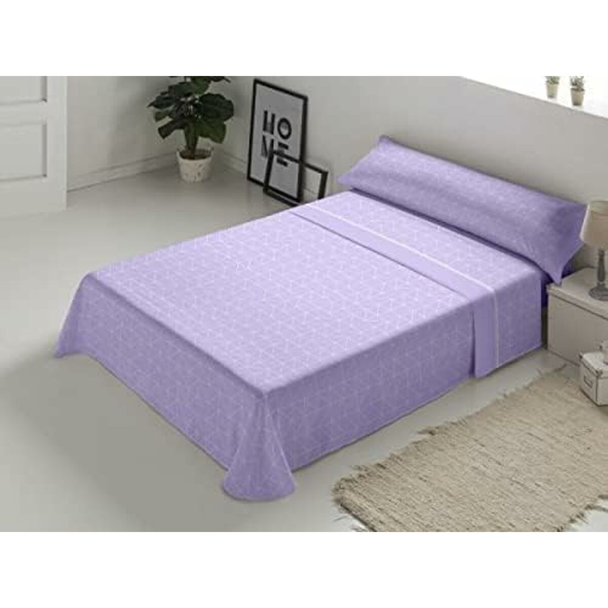 Bäddset D'Or ANKARA Malva-färg Säng 90 Franela - 4