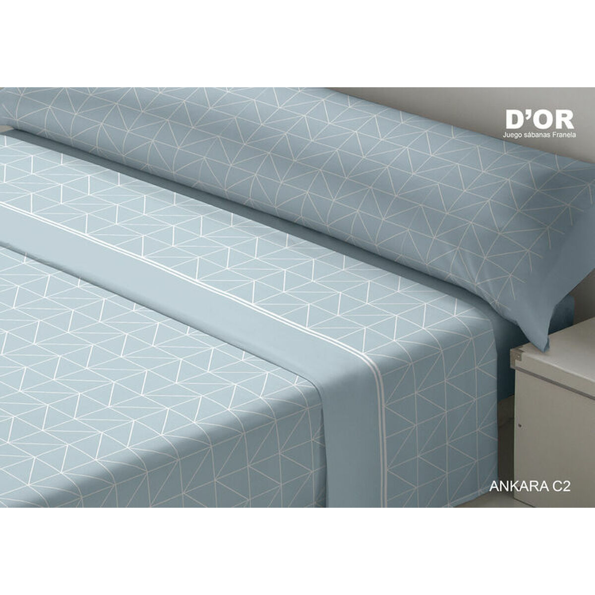 Bäddset D'Or ANKARA Malva-färg Säng 90 Franela - 3