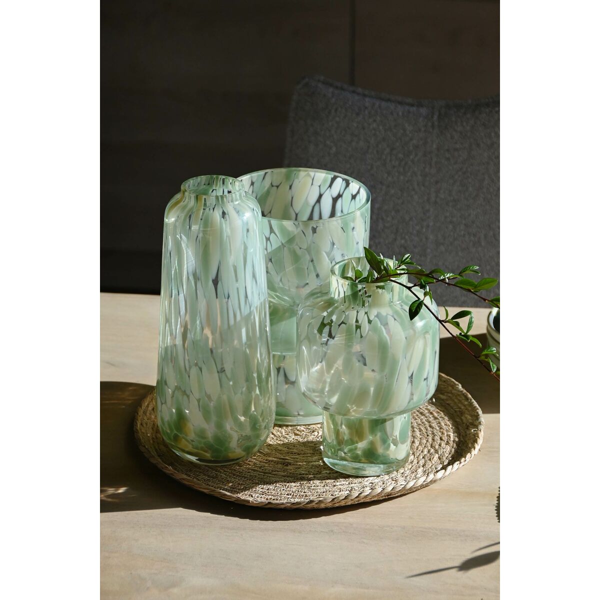 Vas Home ESPRIT Grön Kräm Glas Modern 15 X 15 X 21,5 cm - 2
