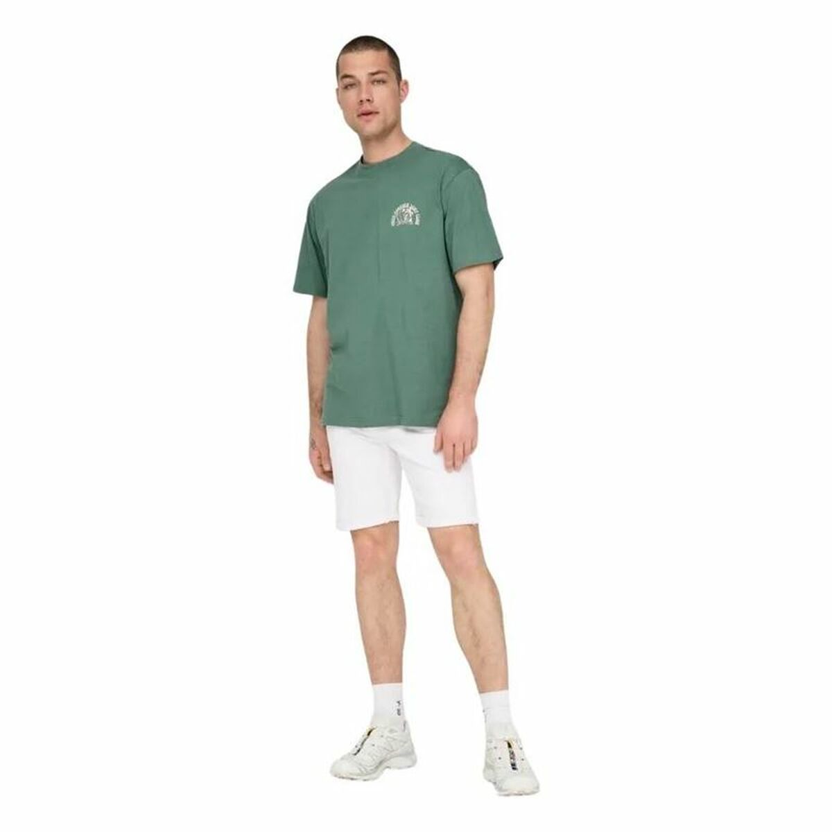 T-shirt med kortärm Herr Only & Sons Onskylan Rlx Icon Mörkgrön - 4