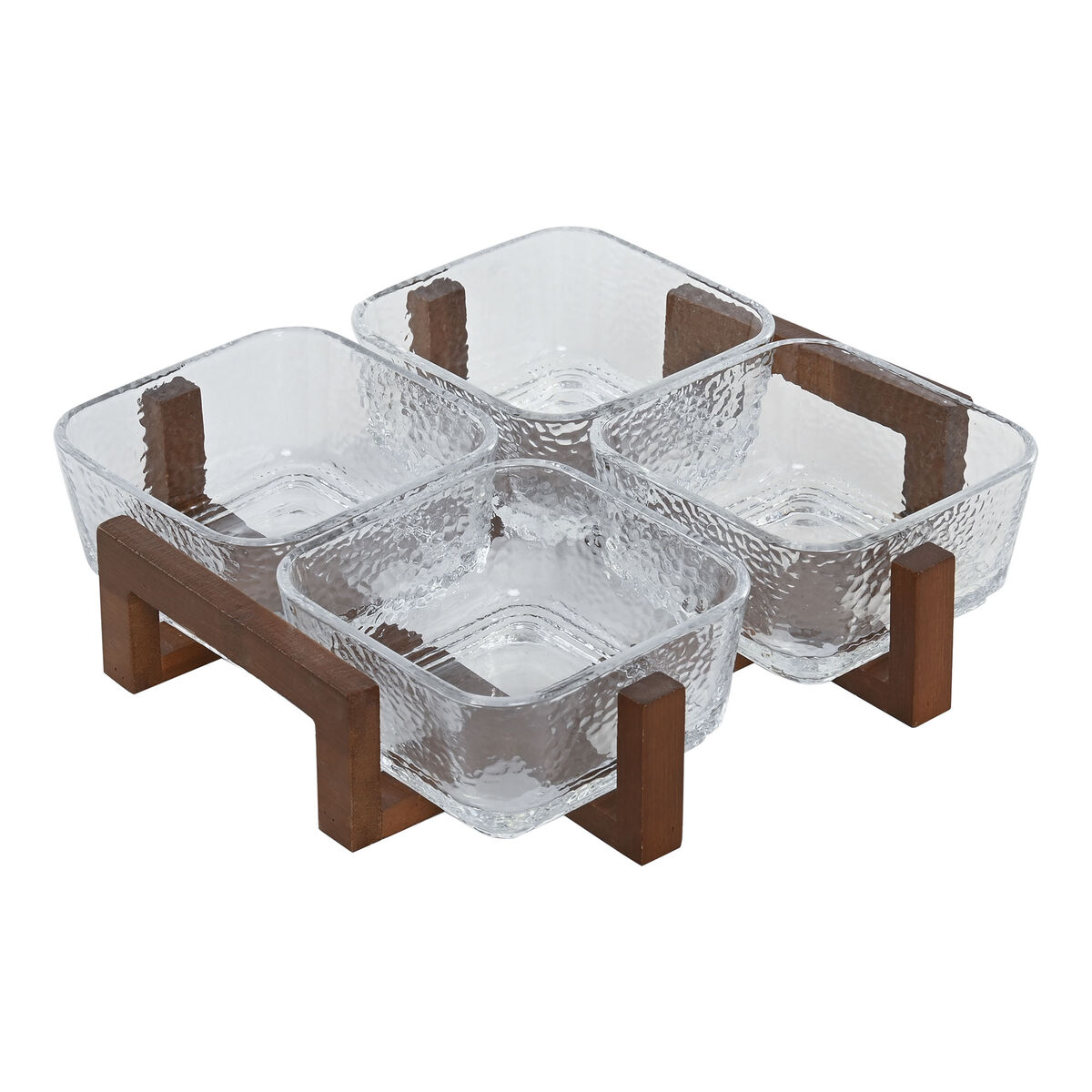 Snacksbricka Home ESPRIT Transparent Naturell 300 ml 22 x 22 x 6 cm