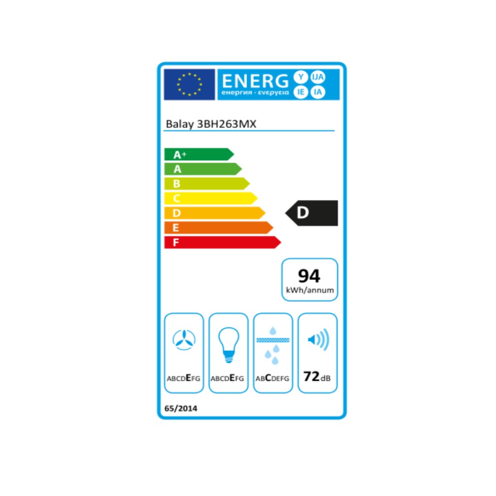 Konventionell fläkt Balay 3BH263MX 60 cm 350 m3/h 72 dB 146W Silvrig Stål - 3