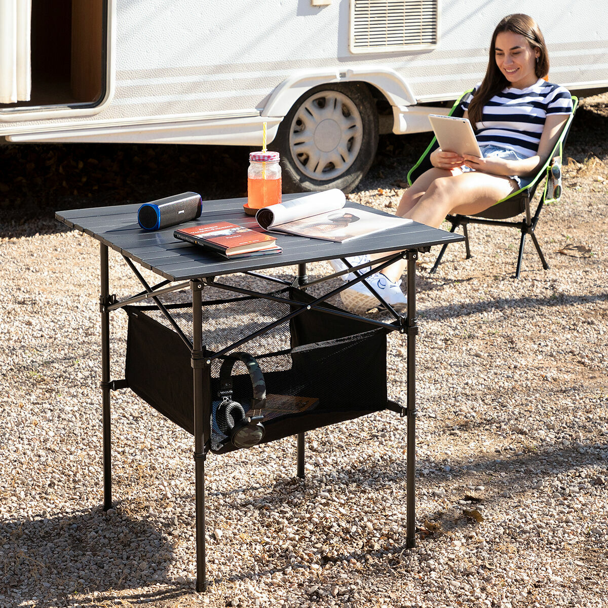 Hopfällbart campingbord med korg och fodral Folble InnovaGoods - 15