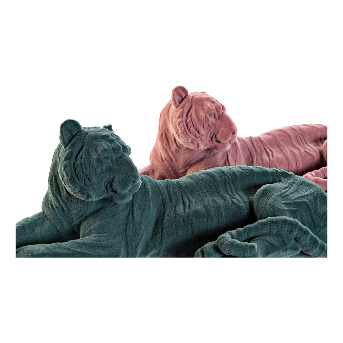 Prydnadsfigur DKD Home Decor Grön Ljusrosa Tiger 36 x 17,5 x 13,3 cm (2 antal) - 4