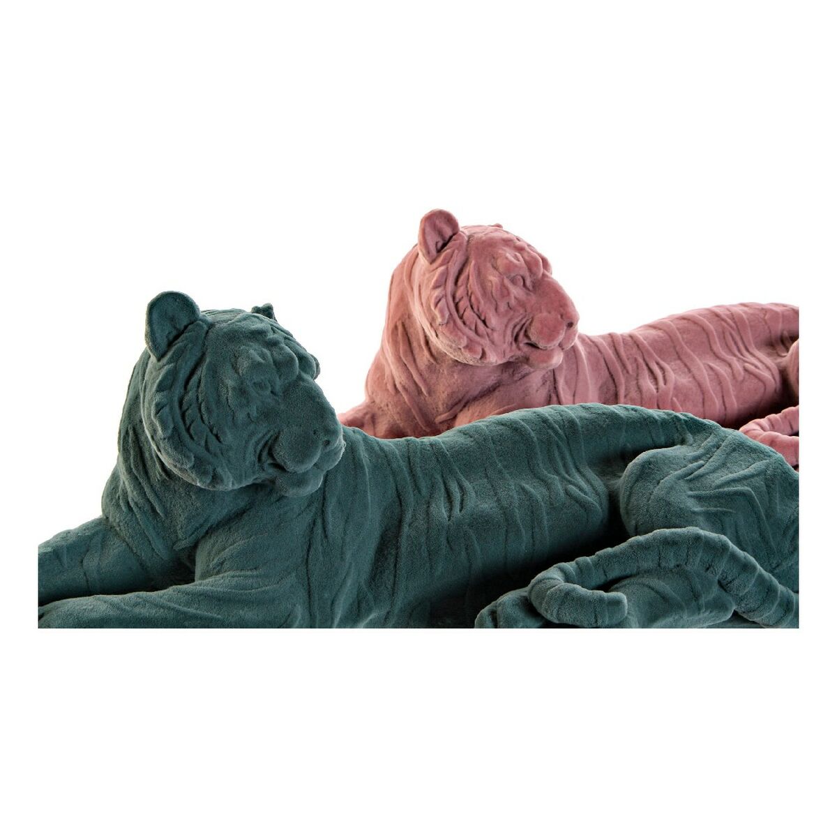 Prydnadsfigur DKD Home Decor Grön Ljusrosa Tiger 36 x 17,5 x 13,3 cm (2 antal) - 9