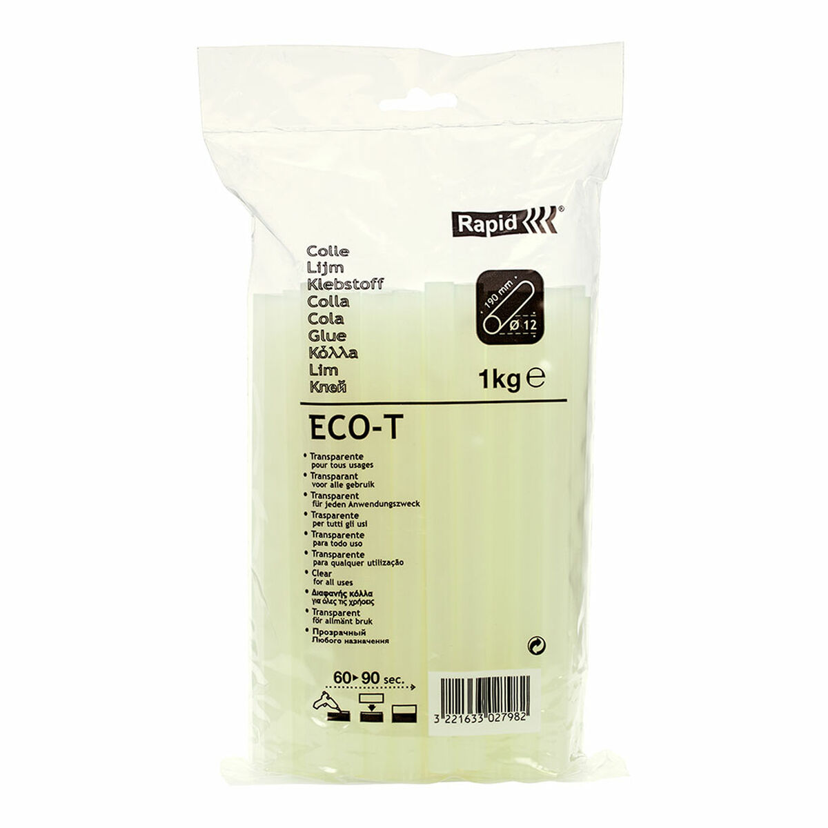 Smältlimstift Rapid ECO-T Ø 12 x 190 mm 1 kg Genomskinligt