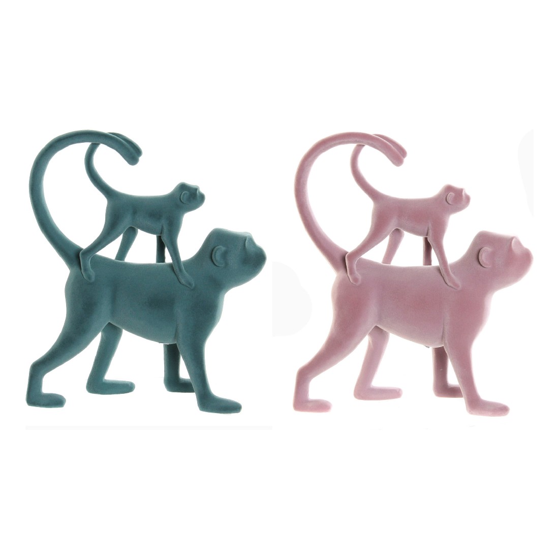 Prydnadsfigur DKD Home Decor Grön Rosa Tropiskt Overaller 22,5 x 8 x 27,5 cm (2 antal) - 2