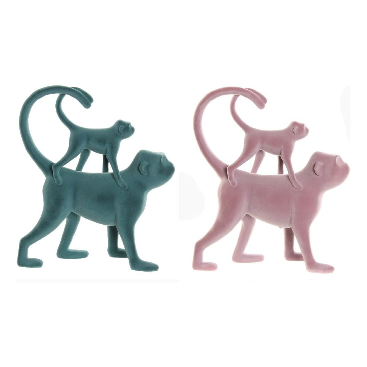 Prydnadsfigur DKD Home Decor Grön Rosa Tropiskt Overaller 22,5 x 8 x 27,5 cm (2 antal) - 5