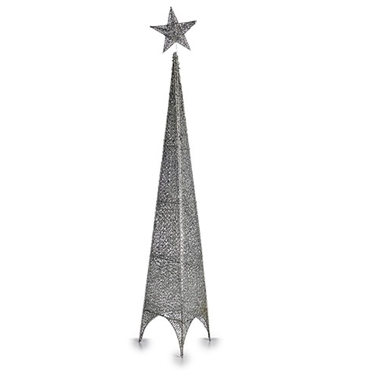 Julgran Krist+ Silvrig Silver Metall Plast Stjärna Torn 28 x 127 x 28 cm 107 x 7 x 28 cm (6 antal) - 2