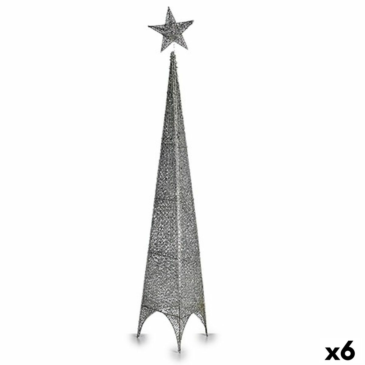 Julgran Krist+ Silvrig Silver Metall Plast Stjärna Torn 28 x 127 x 28 cm 107 x 7 x 28 cm (6 antal)