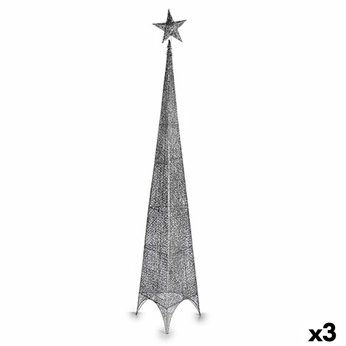 Julgran Krist+ Silvrig Silver Metall Plast Stjärna Torn 42 x 218 x 42 cm 188 x 8 x 42 cm (3 antal) - 3