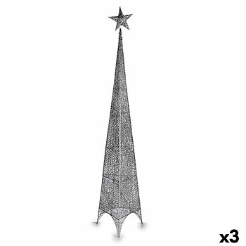 Julgran Krist+ Silvrig Silver Metall Plast Stjärna Torn 42 x 218 x 42 cm 188 x 8 x 42 cm (3 antal)