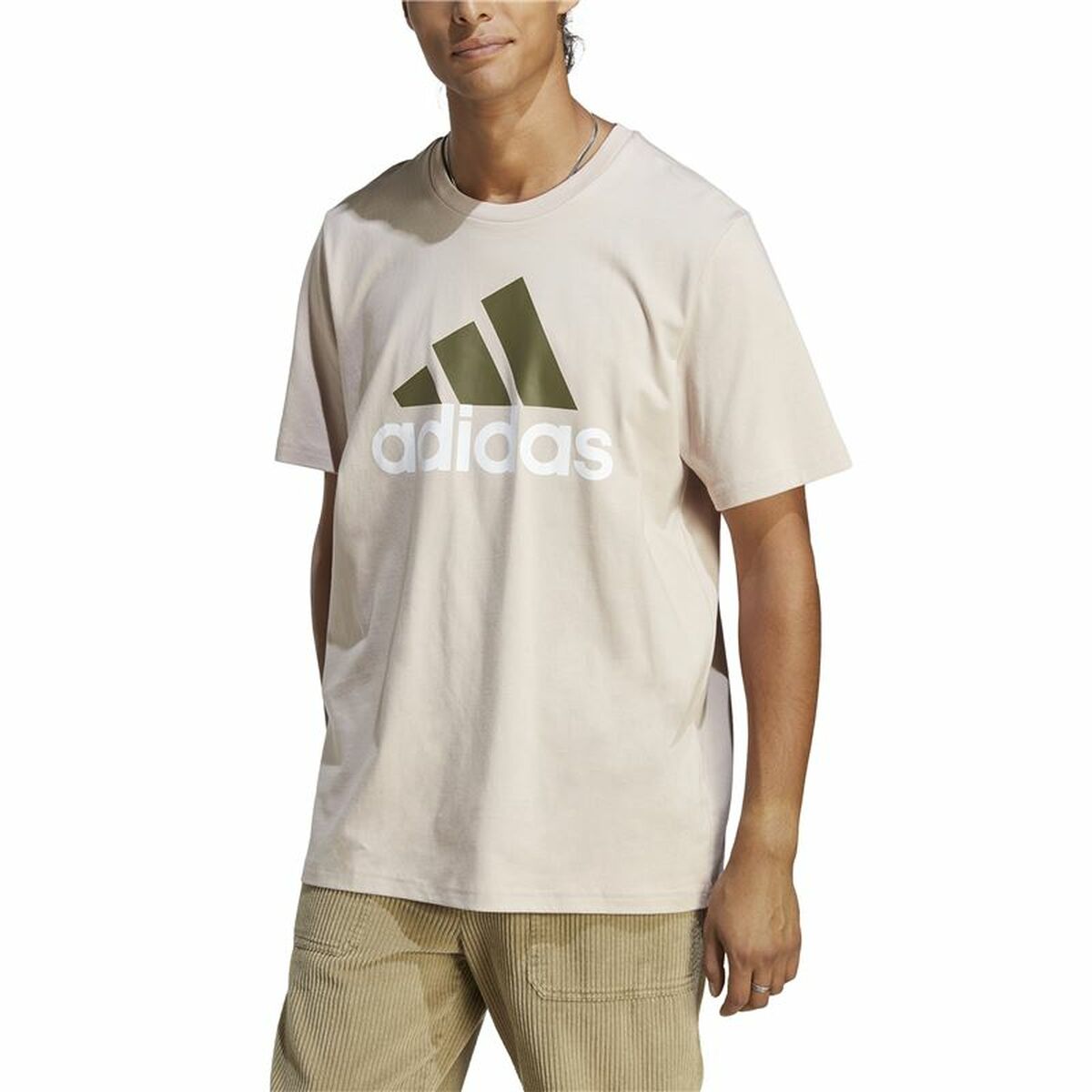 T-shirt med kortärm Herr Adidas Essentials Beige - 3