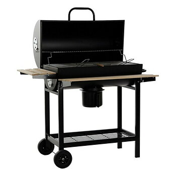 Kolgrill med lock och hjul DKD Home Decor Svart Naturell Trä Metall Stål 108 x 71 x 103 cm