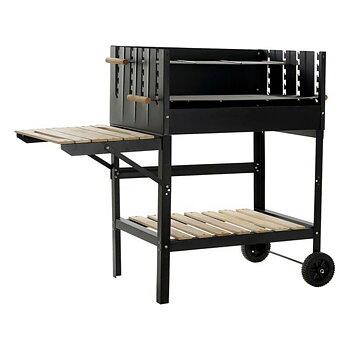 Kolgrill med hjul DKD Home Decor Svart Naturell Metall Stål 113 x 51 x 97 cm (113 x 51 x 97 cm)