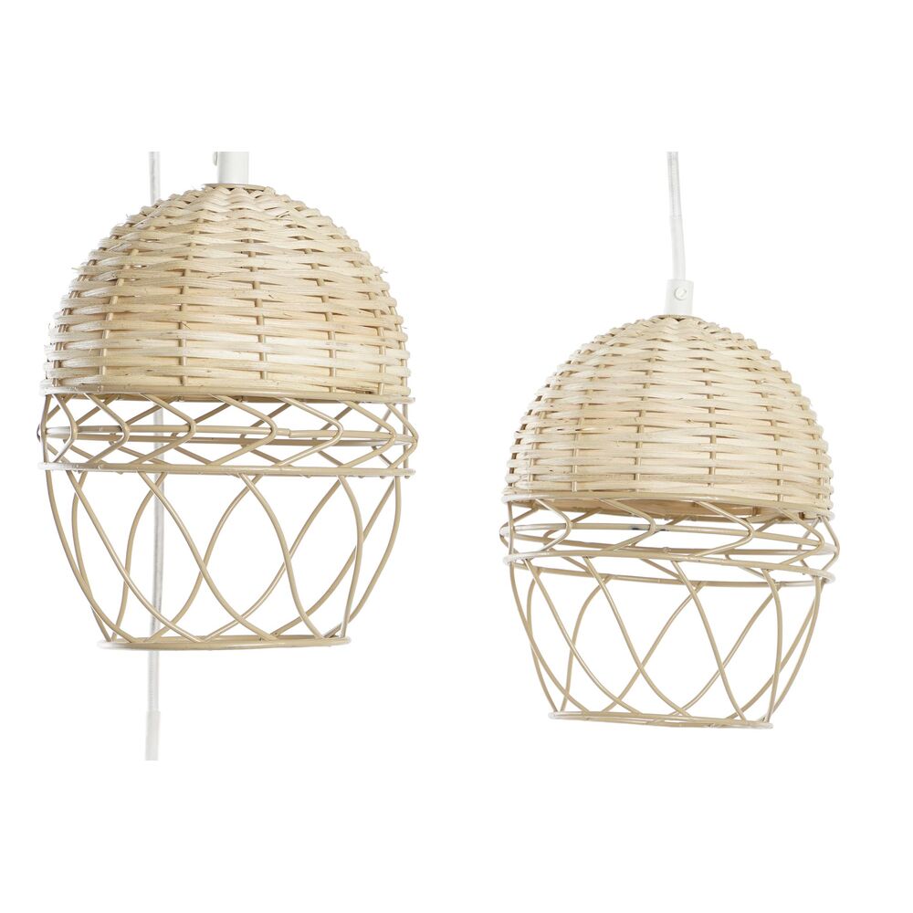 Taklampa DKD Home Decor Vit Ljusbrun 220 V 50 W (38 x 38 x 75 cm) - 4