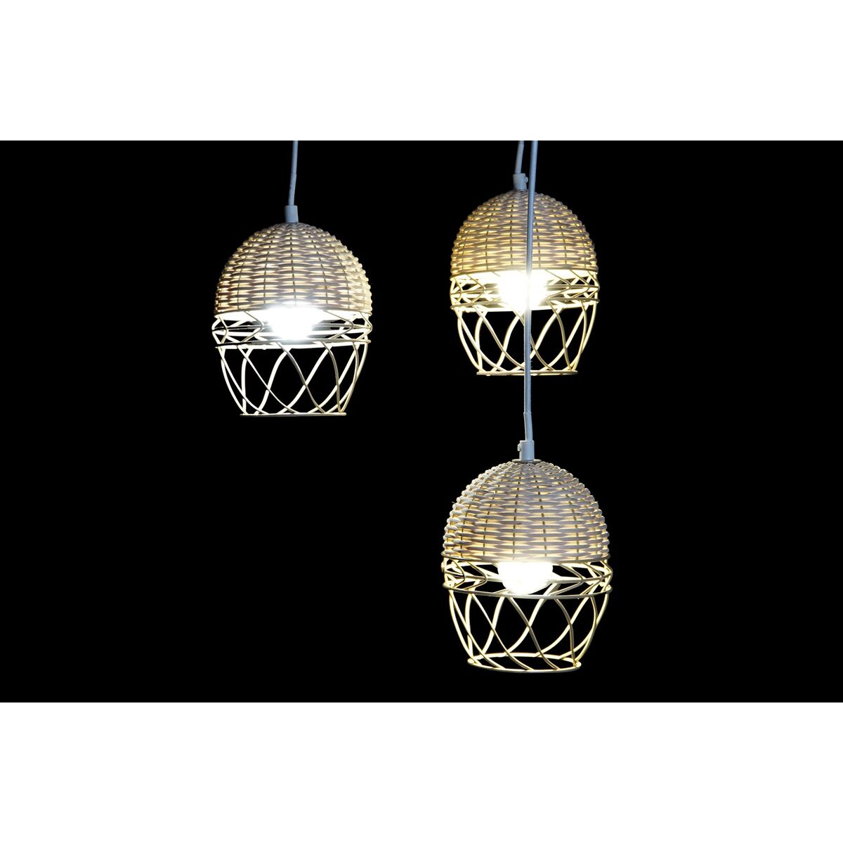 Taklampa DKD Home Decor Vit Ljusbrun 220 V 50 W (38 x 38 x 75 cm) - 6