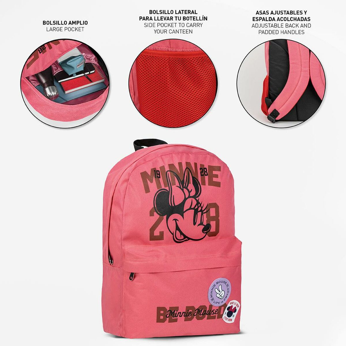 Ryggsäck Casual Minnie Mouse Korall 32 x 4 x 42 cm - 5
