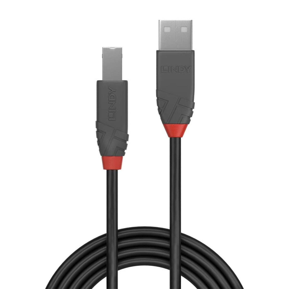 USB A till USB B Kabel LINDY 36677 10 m Svart Grå - 2
