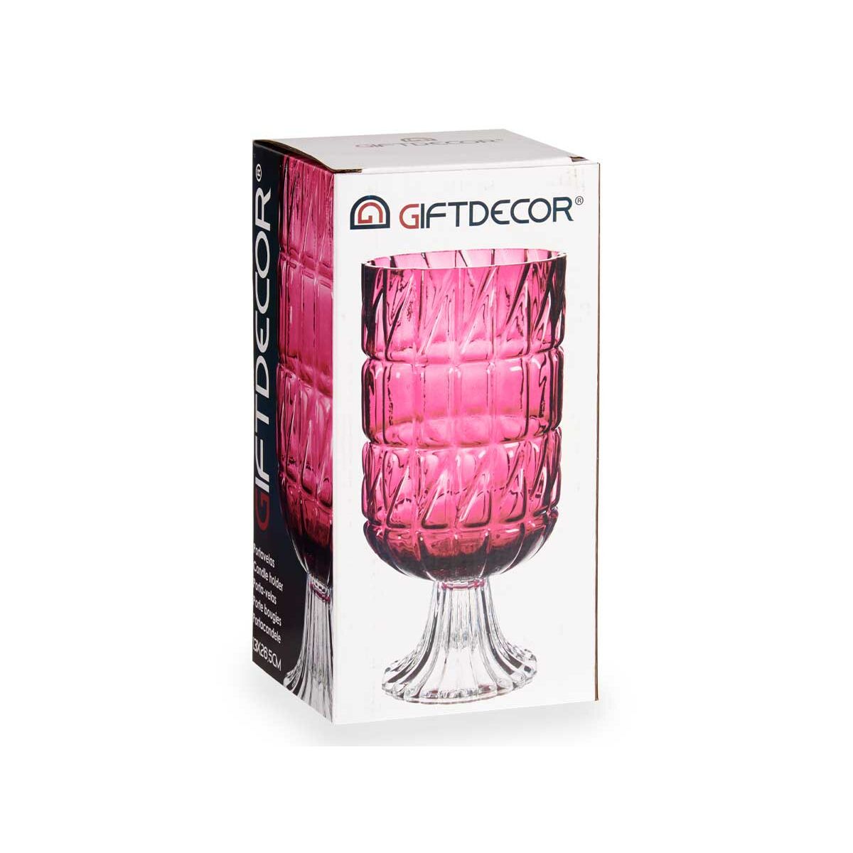 Vas Gift Decor Rosa Glas 13 x 26,5 x 13 cm - 3