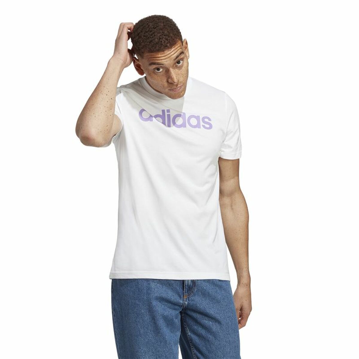 T-shirt med kortärm Herr Adidas Essentials Vit - 5