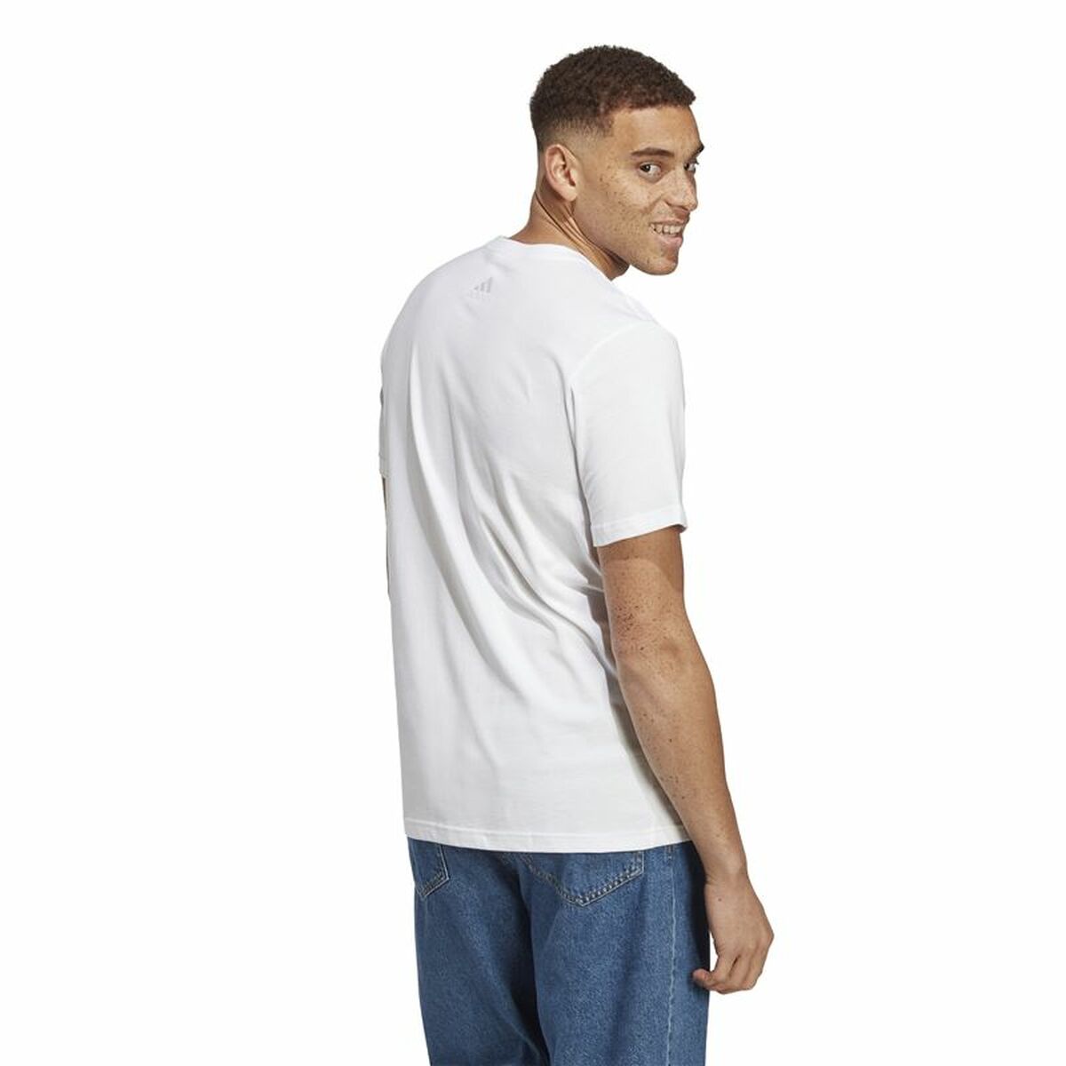 T-shirt med kortärm Herr Adidas Essentials Vit - 4