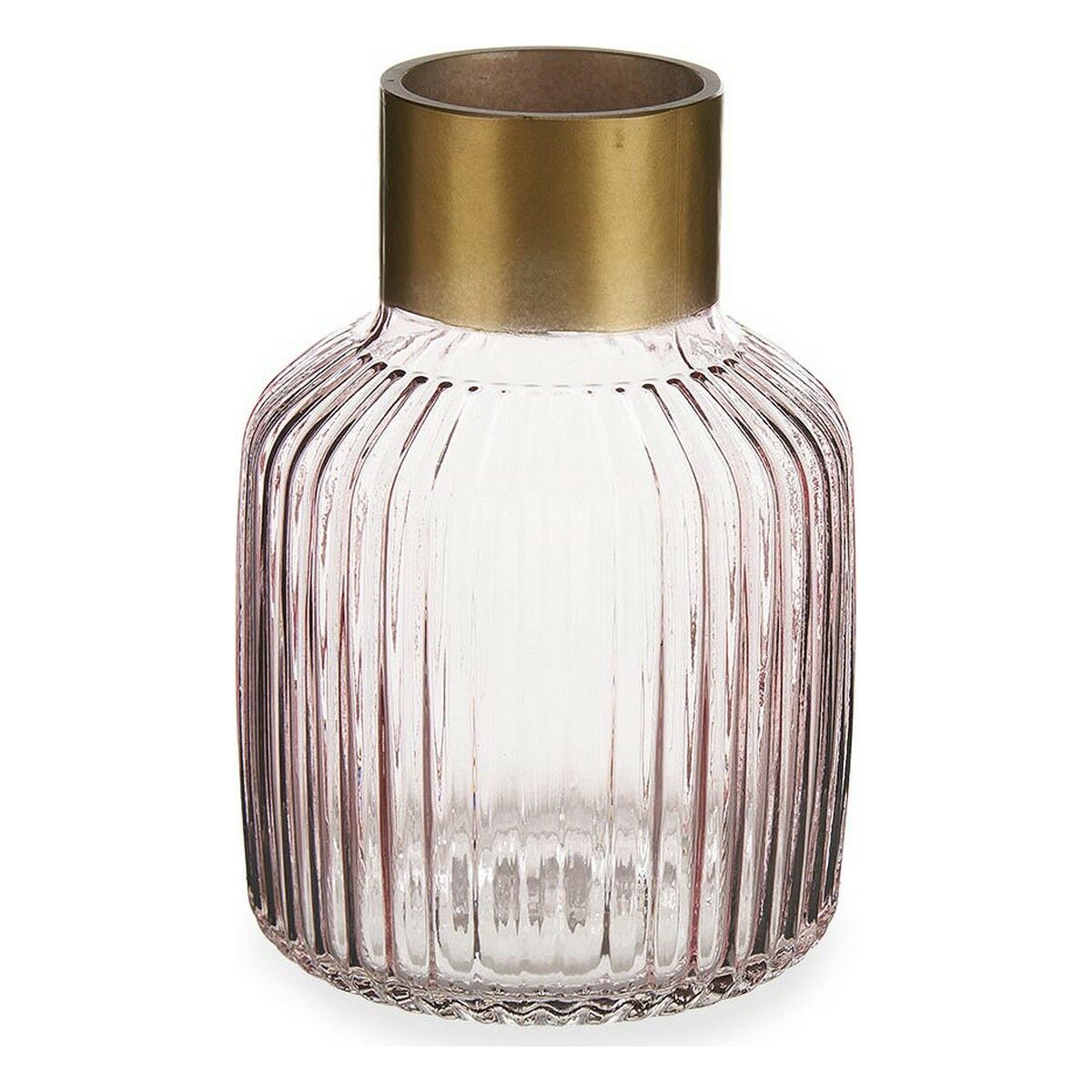 Vas Gift Decor Rosa Gyllene Glas Ränder 14,5 x 22 x 14,5 cm