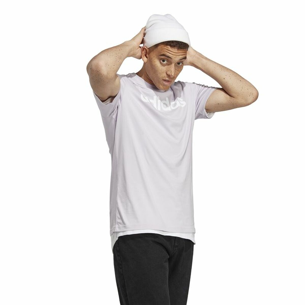 T-shirt med kortärm Herr Adidas Essentials Lila - 5