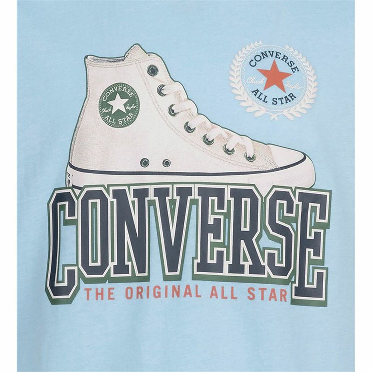 Barn T-shirt med kortärm Converse Script Sneaker Gfx Himmelsblå - 3