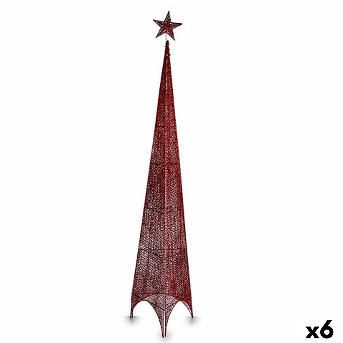 Julgran Torn Stjärna Röd Metall Plast 34 x 154 x 34 cm (6 antal)