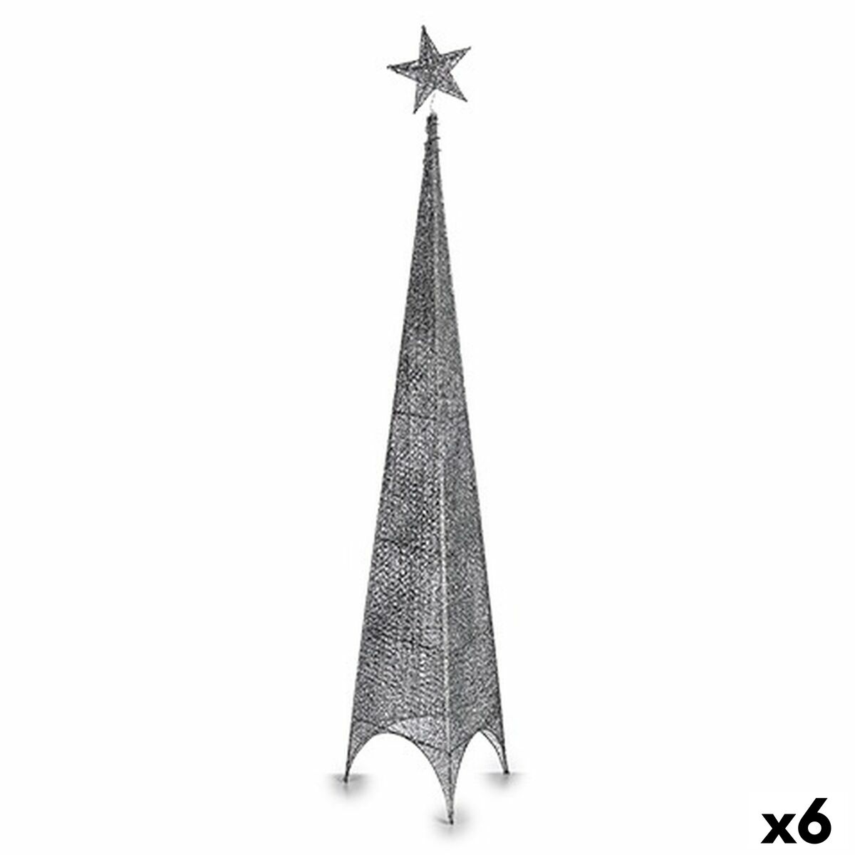 Julgran Torn Stjärna Silvrig Metall Plast 34 x 154 x 34 cm (6 antal)