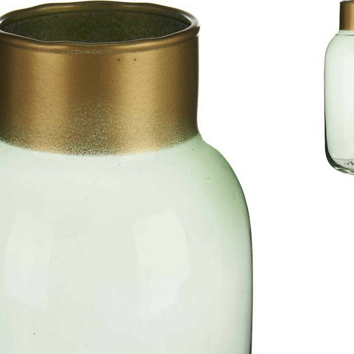 Vas Gift Decor Grön Gyllene Glas Slät 11,5 x 24 x 11,5 cm - 2