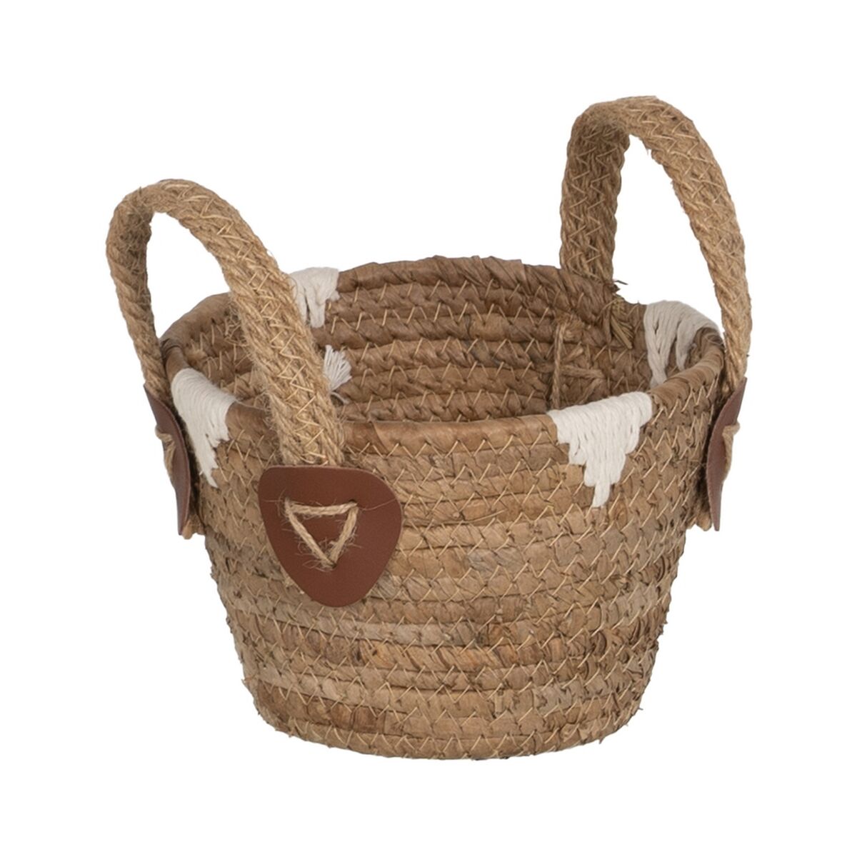 Multifunktionell korg Vit Naturell Naturliga fibrer 21 x 21 x 15 cm (3 Delar) - 4