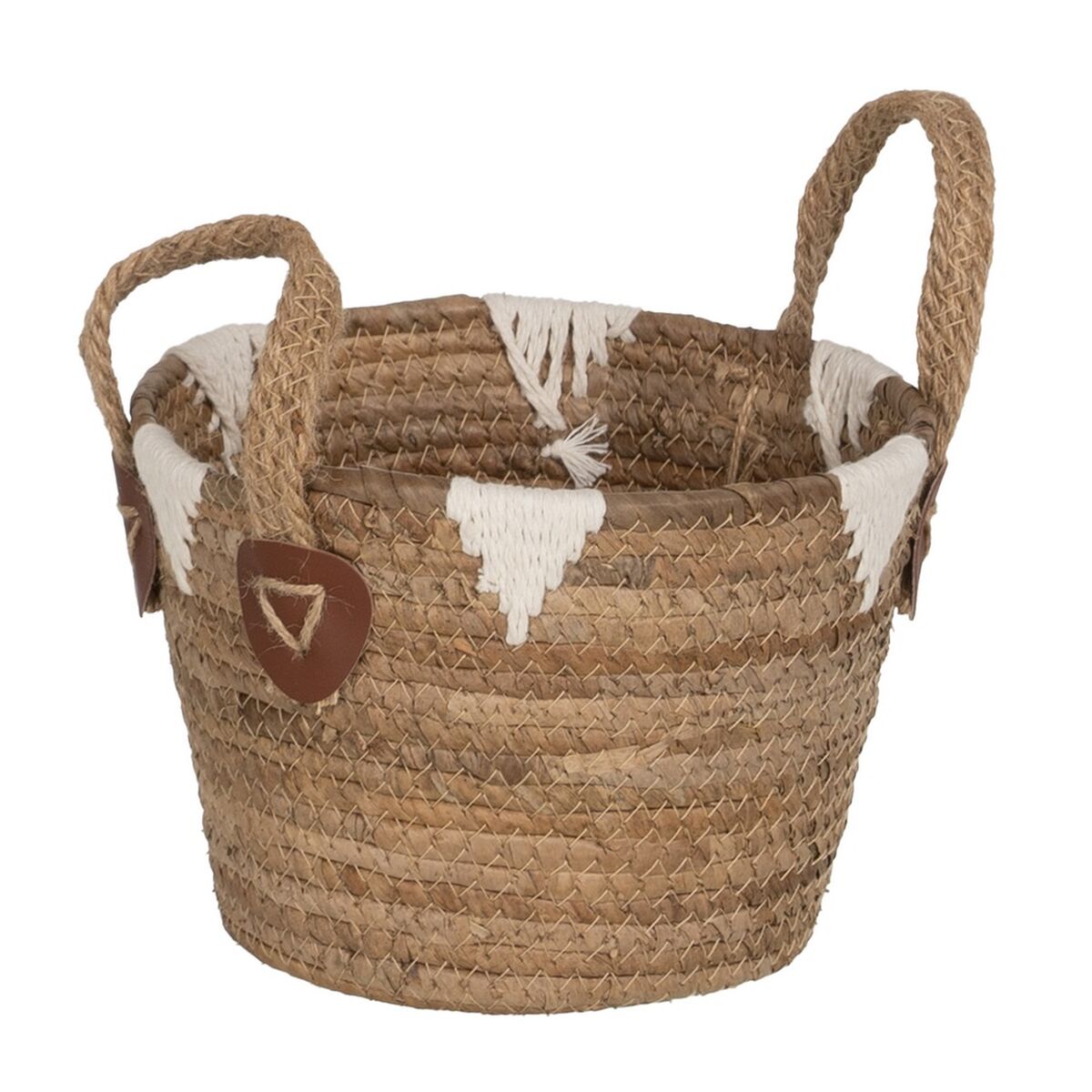 Multifunktionell korg Vit Naturell Naturliga fibrer 21 x 21 x 15 cm (3 Delar) - 3