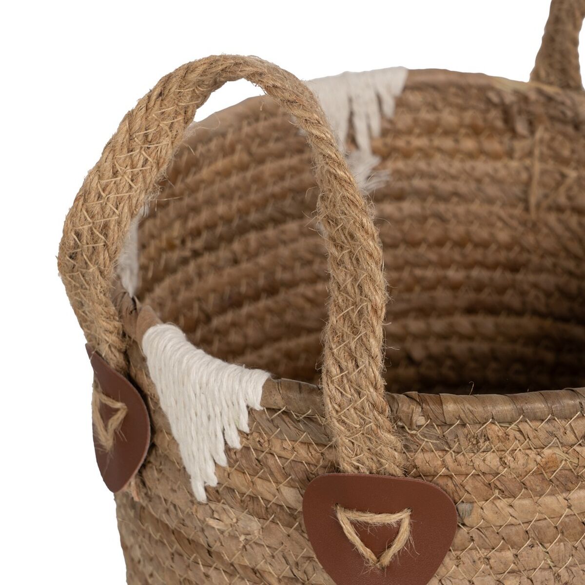 Multifunktionell korg Vit Naturell Naturliga fibrer 21 x 21 x 15 cm (3 Delar) - 5