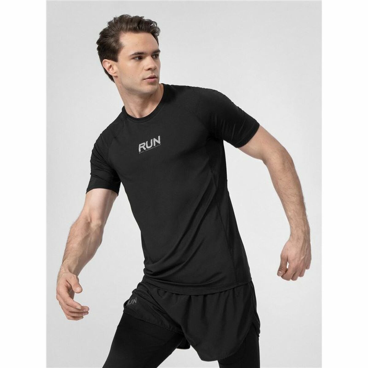 T-shirt med kortärm Herr 4F Run Svart - 3