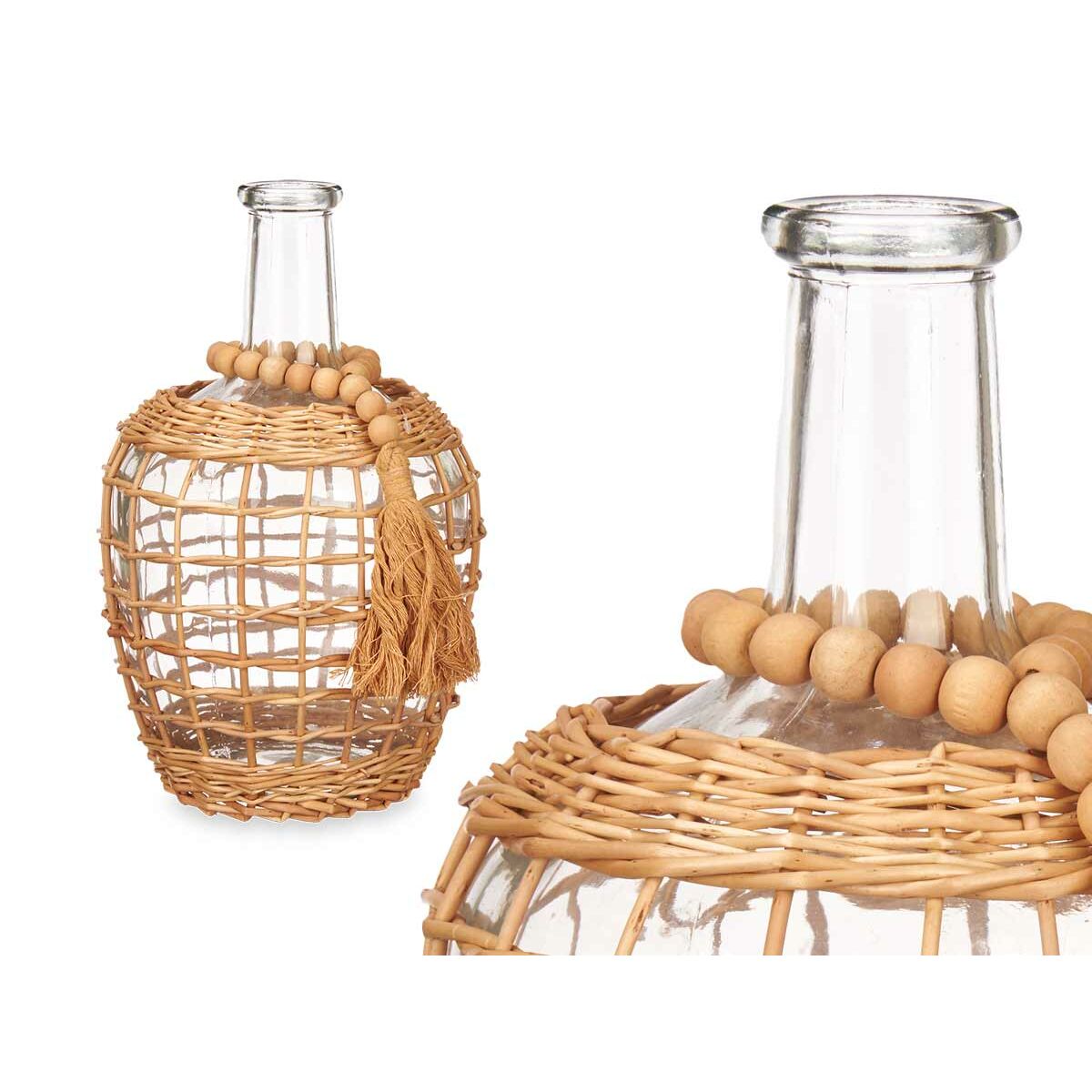 Dekorativ karaff Gift Decor Brun Transparent Trä Glas 20 x 30 x 20 cm 5,5 x 30 x 5,5 cm 20 x 30,5 x 20 cm (4 antal) - 3