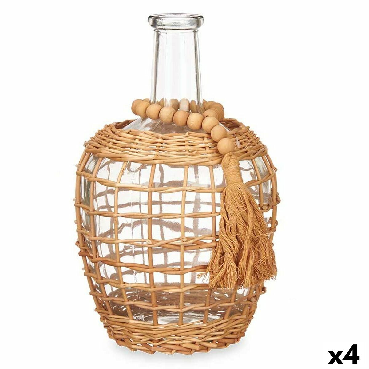 Dekorativ karaff Gift Decor Brun Transparent Trä Glas 20 x 30 x 20 cm 5,5 x 30 x 5,5 cm 20 x 30,5 x 20 cm (4 antal)