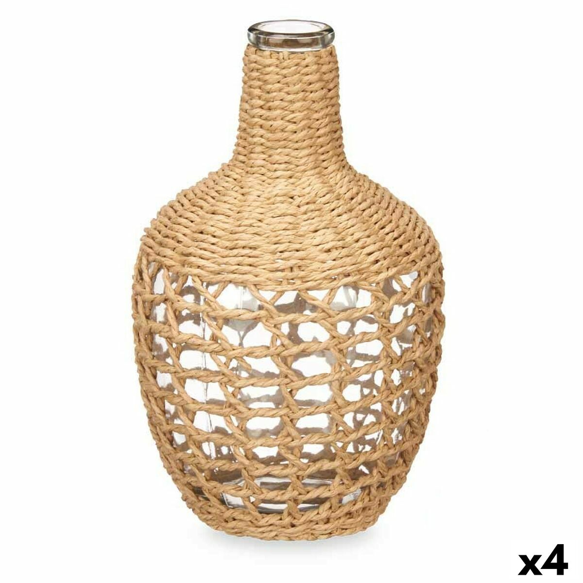 Dekorativ karaff Gift Decor Brun Transparent Trä Glas 17 x 31 x 17 cm 20 x 31 x 20 cm 5,5 x 30 x 5,5 cm (4 antal)