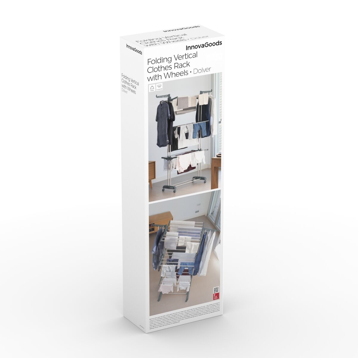 Vertikalt hopfällbart torkställ med hjul Dolver InnovaGoods 24 Stänger - 8