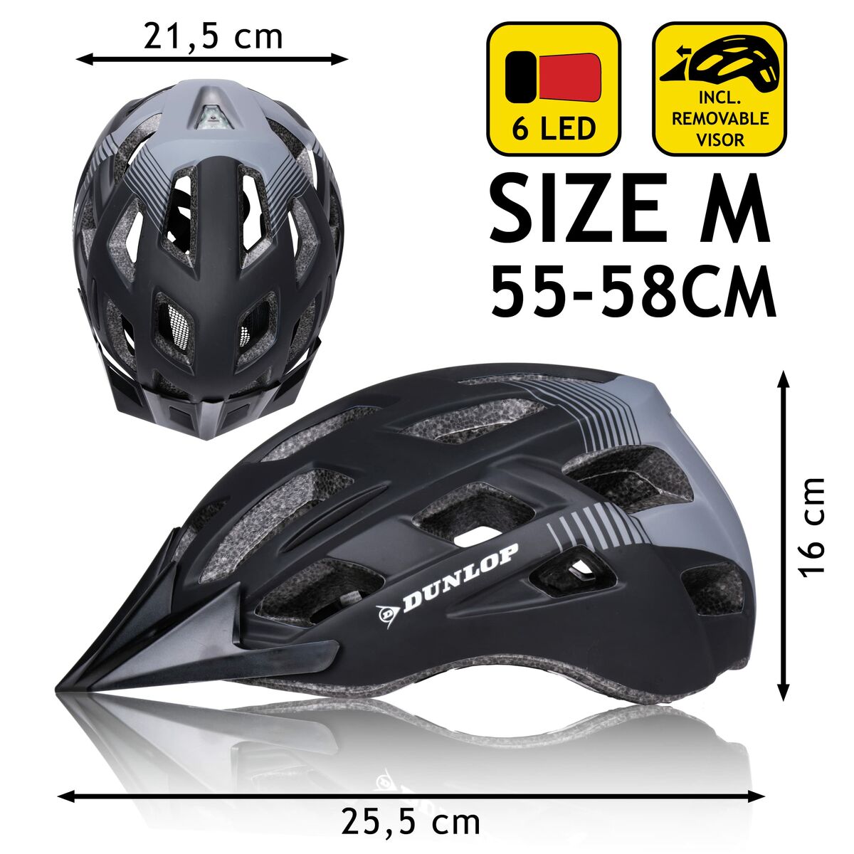 Cykelhjälm för vuxna Dunlop M Svart LED Ljus - 3