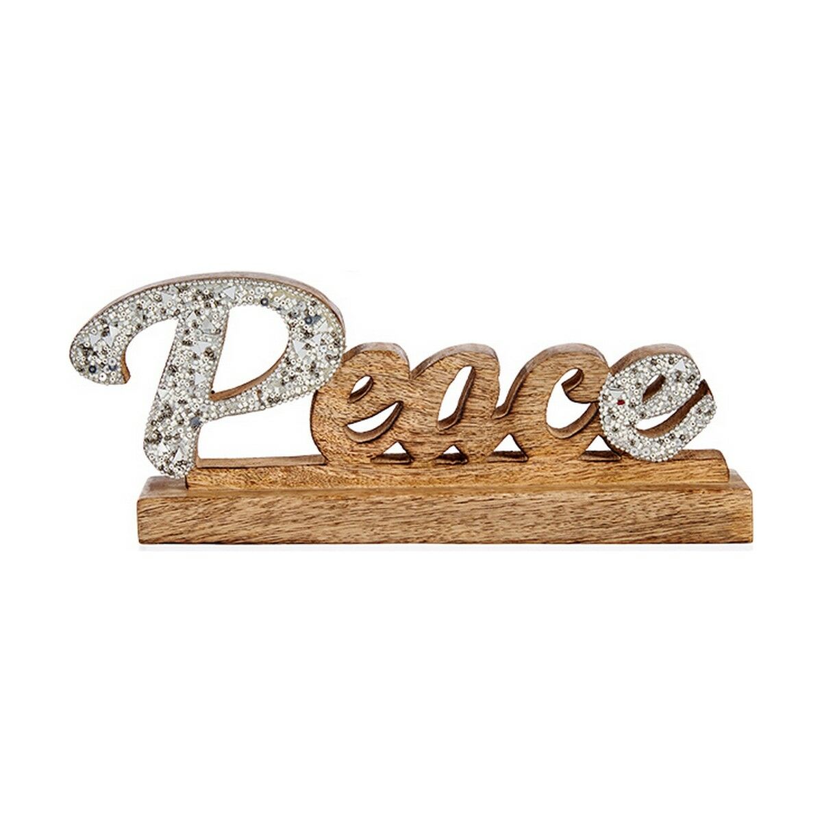 Prydnadsfigur Krist+ Peace Silvrig Glitter 6 x 13 x 31 cm - 2