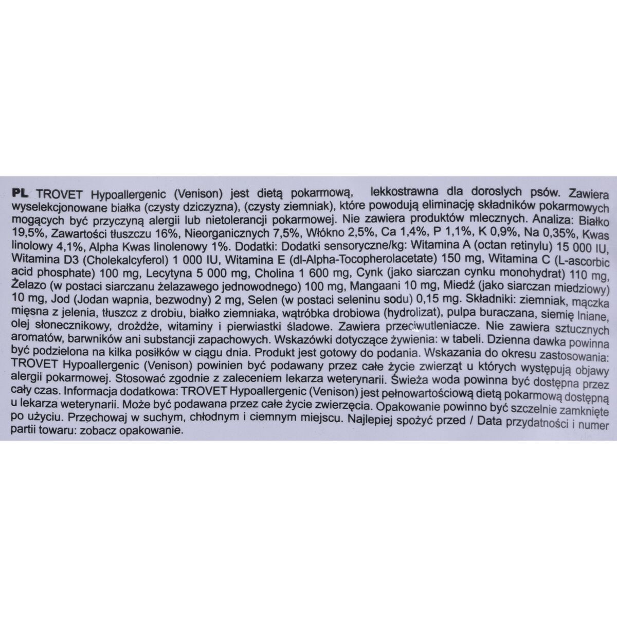 Foder Trovet Hypoallergenic Vuxen Kalvkött Vildsvin 3 Kg - 3