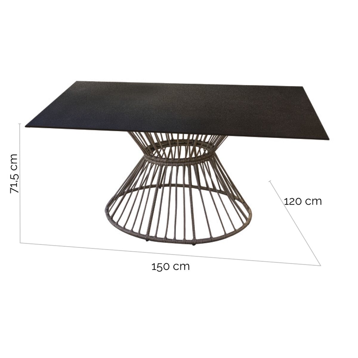 Matsalsbord Ariki 150 x 120 x 71,5 cm syntetisk rattan Stål - 2